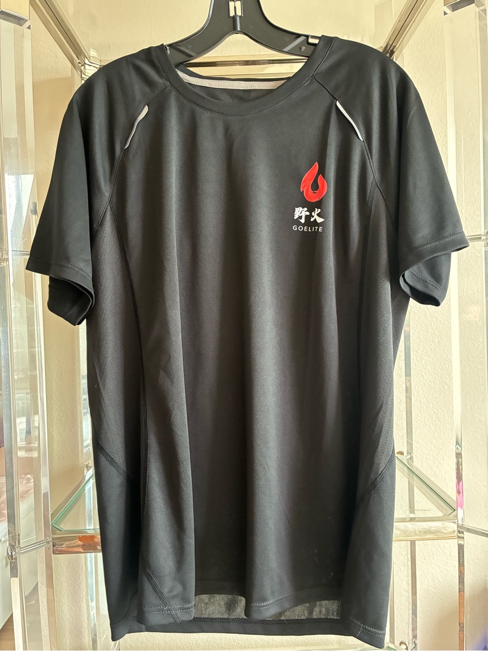 NEW Goelite 2XL Black Quick-Dry Athletic Tee with Red Flame Logo